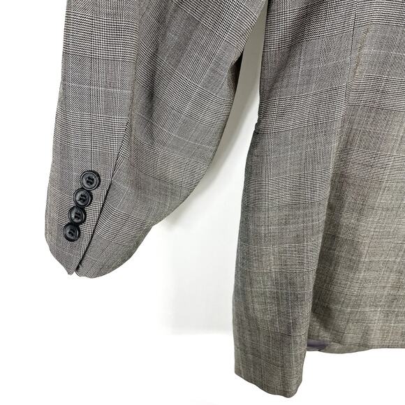 Paul Stuart Classic Plaid Blazer Gray 2-Button Wool Sport Coat Sz 44 - Picture 6 of 12